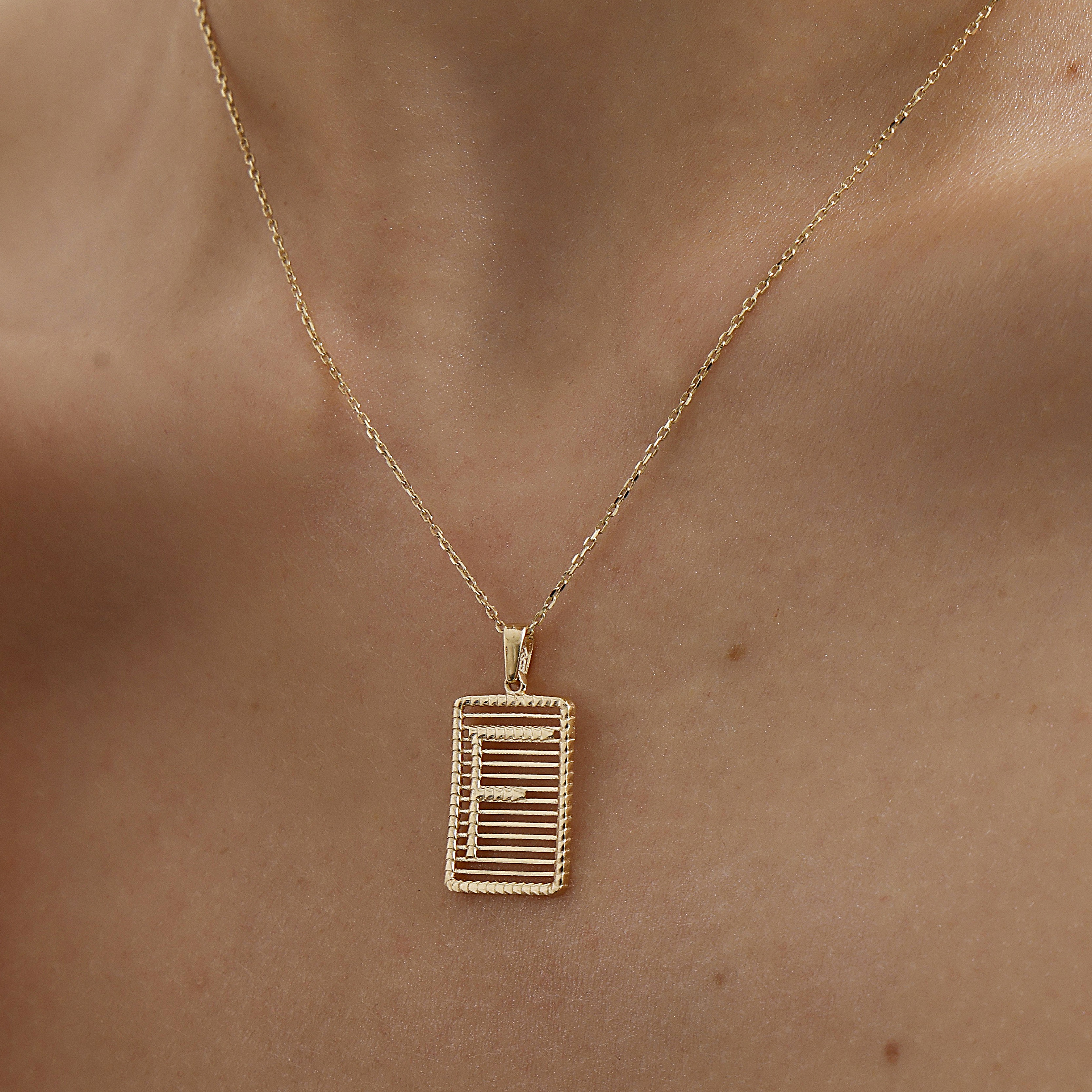 Golden Etched Initial Pendant